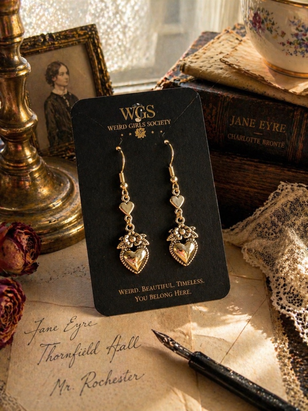 925 Sterling Silver Hook Heart Earrings Vintage Romantic Drop